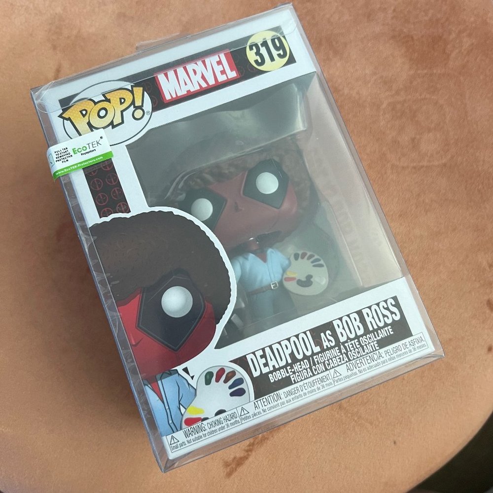 NEW Funko Pop Marvel 319 Deadpool as Bob Ross Bobblehead Figure